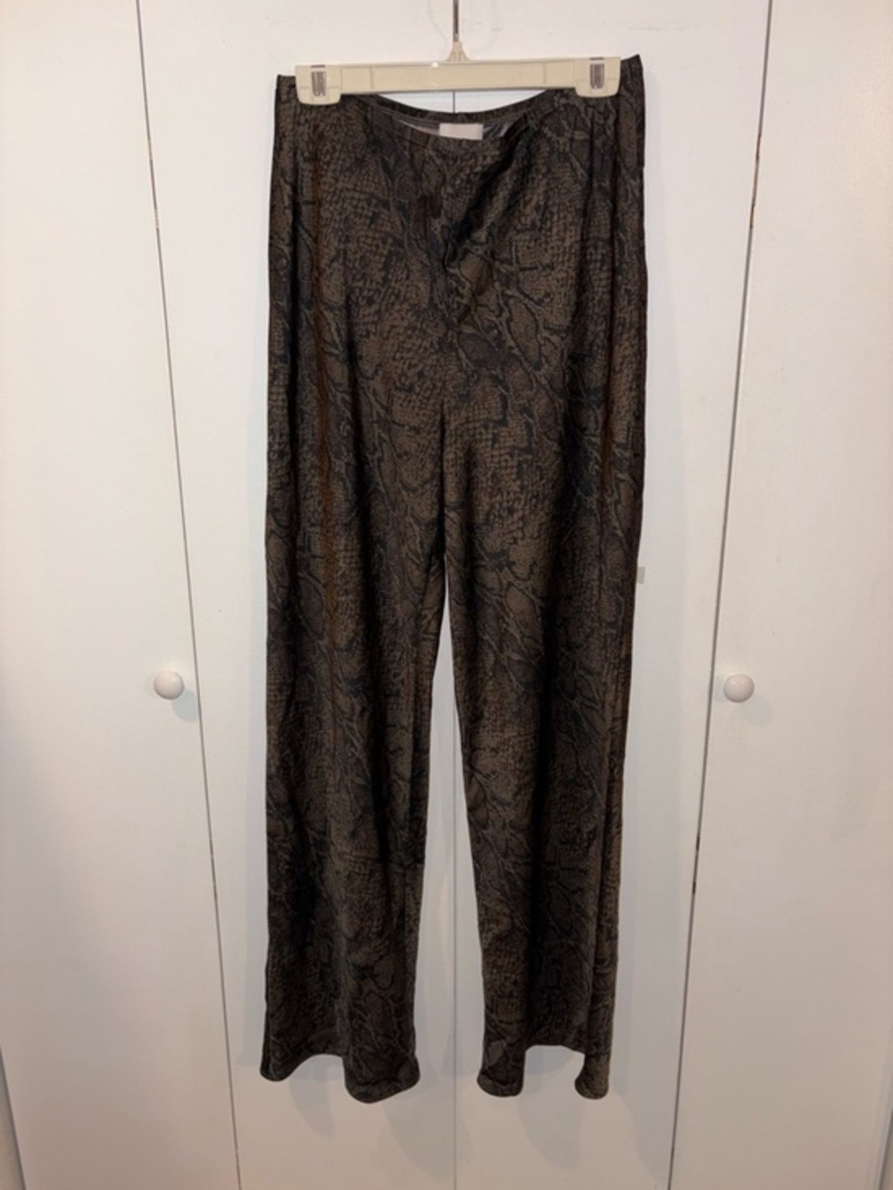 Reformation Brown Snake Print Wide-Leg Pants